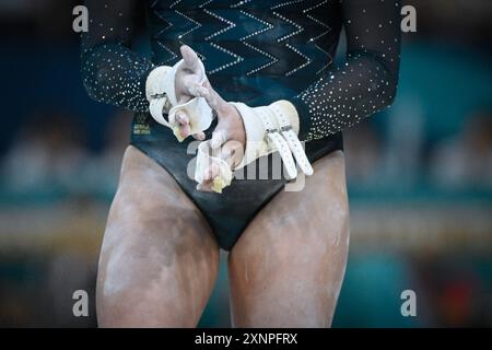 Ruby Pass ( aus ) unebene Bars, Kunstturnen, Frauen&#39;Allround-Finale während der Olympischen Spiele 2024 in Paris am 1. August 2024 in der Bercy Arena in Paris Credit: Independent Photo Agency/Alamy Live News Stockfoto