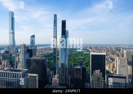 Die Luftaufnahme von der Aussichtsplattform Top of the Rock, Rockefeller Center Stockfoto