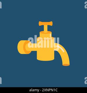 Goldener Wasserhahn in flachem Stil. Vektorabbildung. Stock Vektor