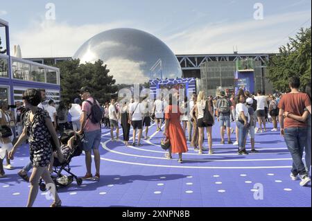 FRANKREICH. PARIS (75) 19. ARRONDISSEMENT. PARC DE LA VILLETTE. DER DECATHLON-SPIELPLATZ Stockfoto