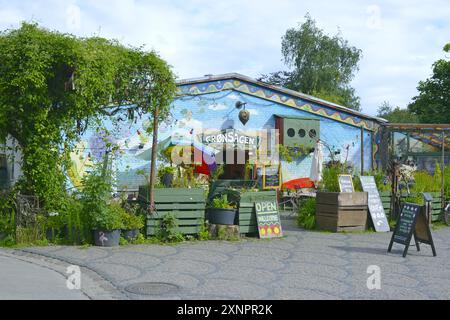 Die freie Stadt Christiania liegt im Stadtteil Christianshavn in Kopenhagen, Dänemark, Skandinavien. Stockfoto