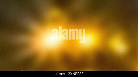 Goldene orange Strahlen Bokeh drei Lichter abstrakter Hintergrund, Farbverlauf, raue Textur, körniges Rauschen. Stockfoto