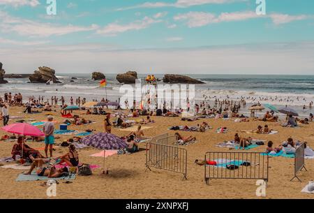 La Grande Plage - großer Strand in Biarritz, Frankreich Stockfoto