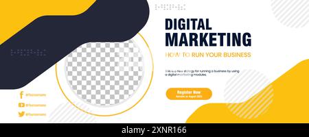 Banner für digitales Marketing und Bannervorlage für soziale Medien. Digital Marketing Agency Online Webinar Social Media Post Set , Corporate Business Promoti Stock Vektor