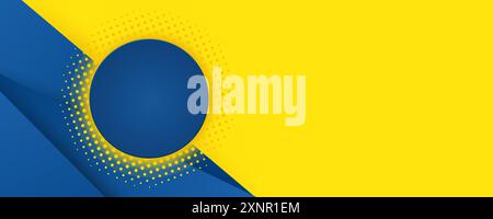 Trendiges Bravour Banner gelbes und blaues Hintergrunddesign, gelbe und blaue Halbton-Hintergrundvorlagen von Bannern Stock Vektor