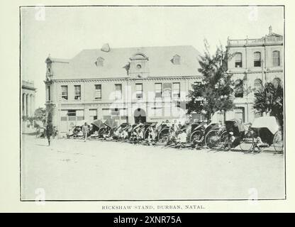 RIKSCHA STAND, DURBAN. NATAL. Aus dem Artikel DIE WIRTSCHAFTLICHE EROBERUNG AFRIKAS. Von H. G. Prout. Aus dem Engineering Magazine widmet sich Industrial Progress Band XVIII 1899-1900 The Engineering Magazine Co Stockfoto