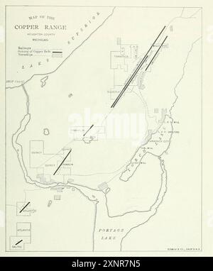 Karte der Kupferreichweite aus dem Artikel DIE WELTWEITE VERSORGUNG MIT KUPFER. Von Frederick H. Hatch. Aus dem Engineering Magazine widmet sich Industrial Progress Band XVIII 1899-1900 The Engineering Magazine Co Stockfoto