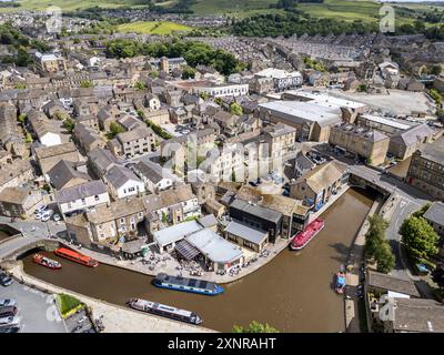 Skipton Stadtzentrum und Leeds Liverpool Canal, North Yorkshire, Yorkshire, England Stockfoto