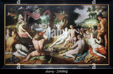 Die Hochzeit von Peleus und Thetis (1592) gemalt von Cornelis Cornelisz van Haarlem (1562–1638) niederländischer Maler des Goldenen Zeitalters. Nordischer manieristischer Künstler. Stockfoto