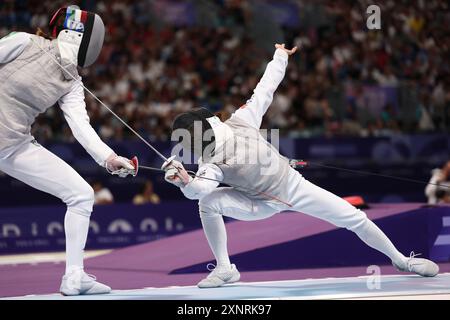 Paris, Frankreich. August 2024. Sera Azuma (JPN) Fechten : das Halbfinale des Women's Foil Team während der Olympischen Spiele 2024 im Grand Palais in Paris. Quelle: Koji Aoki/AFLO SPORT/Alamy Live News Stockfoto
