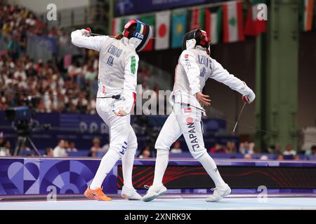 Paris, Frankreich. August 2024. Sera Azuma (JPN) Fechten : das Halbfinale des Women's Foil Team während der Olympischen Spiele 2024 im Grand Palais in Paris. Quelle: Koji Aoki/AFLO SPORT/Alamy Live News Stockfoto