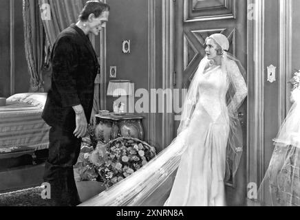 FRANKENSTEIN 1931 Universal Pictures Film mit Boris Karloff als Monster und Mae Clarke als Elizabeth Lavenza, Verlobte von Baron Frankenstein Stockfoto