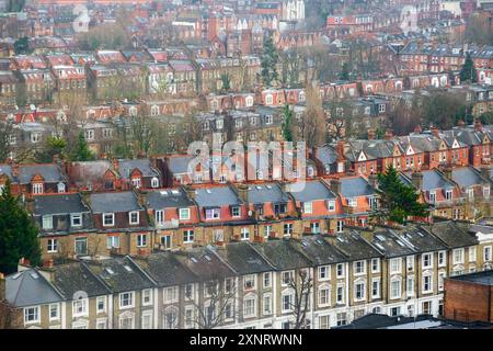 Luftaufnahme von Terrassenhäusern in London, England, Großbritannien Stockfoto