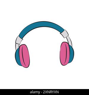 Kopfhörer Farbsymbol im Cartoon-Stil, Vektor-Illustration Design Stock Vektor