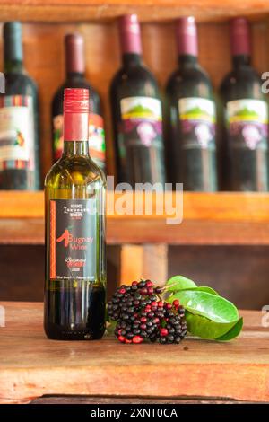 Obstwein aus Bignay-Früchten in Ilocos, Philippinen Stockfoto