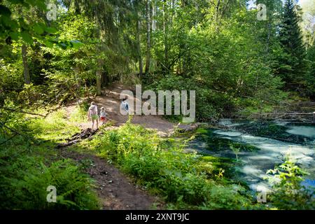 Saula Blue Springs oder Saula Siniallikad, Natur- und Kulturerbe. Es wird angenommen, dass es sich um eine Opferquelle mit blauer Farbe mit heilender Kraft handelt. Saul Stockfoto