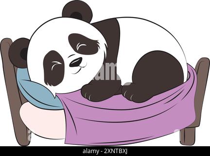 Süßer schlafender Baby-Panda. Vektorillustration für T-Shirt, Website, Druck, ClipArt, Poster und Print-on-Demand-Waren. Stock Vektor