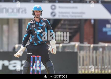 Derby, Großbritannien. August 2024. Gareth Roderick aus Worcestershire während des Metrobank One Day Cup-Spiels zwischen Derbyshire CCC und Worcestershire CCC am 2. August 2024 im County Ground in Derby, England. Foto von Stuart Leggett. Nur redaktionelle Verwendung, Lizenz für kommerzielle Nutzung erforderlich. Keine Verwendung bei Wetten, Spielen oder Publikationen eines einzelnen Clubs/einer Liga/eines Spielers. Quelle: UK Sports Pics Ltd/Alamy Live News Stockfoto