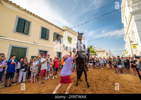 Caixers Cavalcade of Recollection, 'Colcada', Sant Lluís, Sant Lluís Festivitäten, Menorca, balearen, Spanien Stockfoto