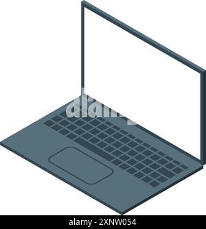 Das moderne Notebook ist offen und zeigt einen leeren Bildschirm, perfekt zum Hinzufügen eigener Inhalte Stock Vektor