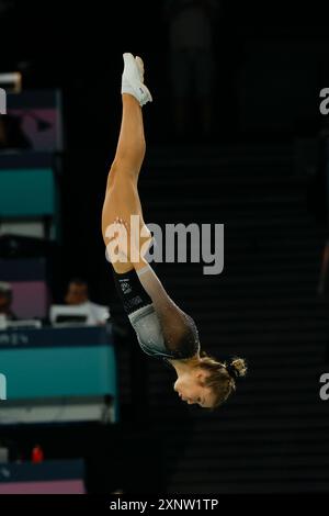 DAVIDSON Madaline aus neuseeland, Trampolin Gymnastik Women's Final während der Olympischen Spiele Paris 2024 am 2. August 2024 in der Bercy Arena in Paris, Frankreich - Foto Gregory Lenormand/DPPI Media/Panorama Credit: DPPI Media/Alamy Live News Stockfoto