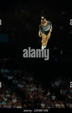 DAVIDSON Madaline aus neuseeland, Trampolin Gymnastik Women's Final während der Olympischen Spiele Paris 2024 am 2. August 2024 in der Bercy Arena in Paris, Frankreich - Foto Gregory Lenormand/DPPI Media/Panorama Credit: DPPI Media/Alamy Live News Stockfoto