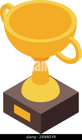 Die goldene Trophäe steht auf einem Podium und steht für Sieg und Erfolg Stock Vektor