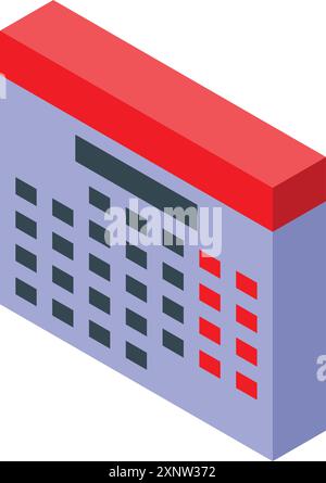 Isometrischer Kalender, der wichtige Datumsangaben rot markiert, Konzept der Planung und Zeitplan anzeigt Stock Vektor