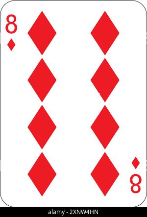 8 Diamanten. Eine Spielkarte, Illustration Stockfoto