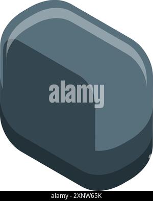 Leeres, abgerundetes Rechtecksymbol in isometrischer Ansicht, perfekt für Konstrukteure und Entwickler Stock Vektor