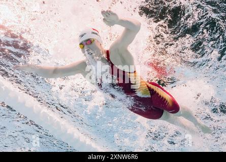 Paris, Frankreich. August 2024. Zhang Yufei aus China tritt an den gemischten 4x100 m Medley Staffeln des Schwimmens bei den Olympischen Spielen 2024 in Paris, Frankreich, am 2. August 2024 an. Quelle: Xia Yifang/Xinhua/Alamy Live News Stockfoto