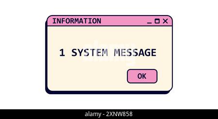 Altes Systemmeldungsfenster auf dem Bildschirm in rosa Farbe. Stock Vektor