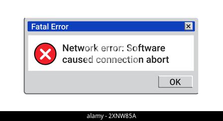 Schwerwiegende Fehlermeldung PrinOld. Crash-Fenster im Retro-Stil. Stock Vektor