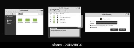 Moderne Explorer-Schnittstelle für Computer. Dateimanager-Fenster in grüner Farbe. Stock Vektor