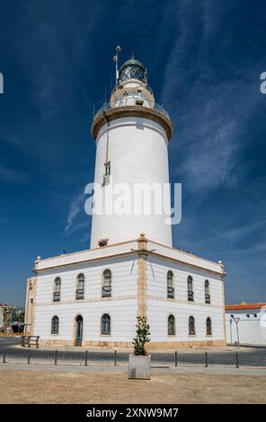 Leuchtturm Farola, Malaga, Andalusien, Spanien Stockfoto