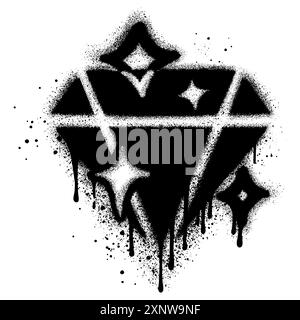 Lackierter Graffiti-Diamant, isoliert mit weißem Hintergrund. Stock Vektor