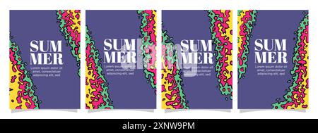 Farbenfrohes Sommerkonzept. Welliges Sommerkonzept für Druck-, Grußkarten- oder Buchvorlagen. Sommer abstrakte Hintergrund Set Vektor Illustration. Stock Vektor