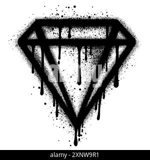 Lackierter Graffiti-Diamant, isoliert mit weißem Hintergrund. Stock Vektor