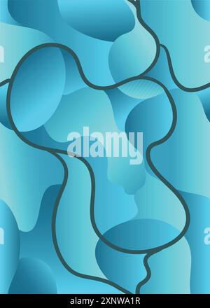 Blaue Meereswellen prägen kreatives abstraktes Muster in der Warteschlange. Abstrakte, wiederholbare, nahtlose Mustervektorillustration Stock Vektor