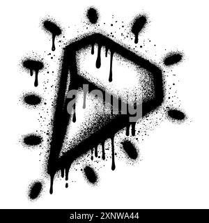 Lackierter Graffiti-Diamant, isoliert mit weißem Hintergrund. Stock Vektor