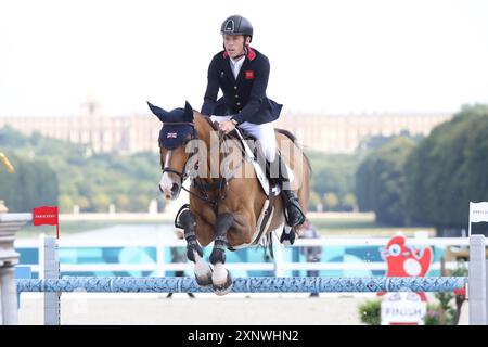 Paris, Frankreich. August 2024. Olympische Spiele In Paris: Reitsport. Scott Brash, britisches Team, reitet Jefferson. Die Finalrunde gewann die Goldmedaille für die Briten. Quelle: Adam Stoltman/Alamy Live News Stockfoto