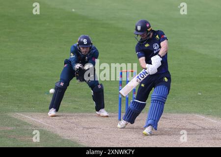 Durham's Colin Ackermann trat am Freitag, den 2. August 2024, im Seat Unique Riverside, Chester le Street, beim One Day Cup Spiel zwischen Durham County Cricket Club und Northamptonshire County Cricket Club an. (Foto: Mark Fletcher | MI News) Credit: MI News & Sport /Alamy Live News Stockfoto