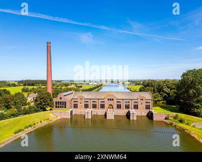 Luftaufnahme der Pumpstation Woudagemaal in Lemmer Friesland Niederlande Stockfoto