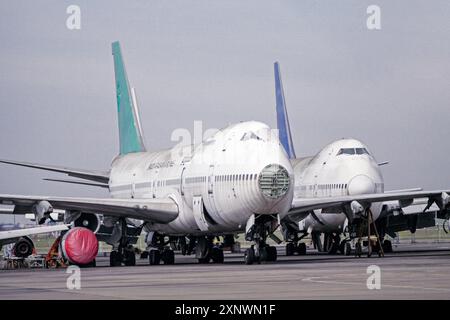 20. April 2010, Jakarta, Indonesien: Flugzeugreparatur am GMF AeroAsia Hanggar, Soekarno Hatta Airport. Stockfoto