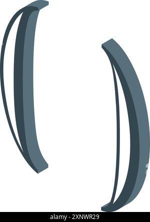 In Klammern werden mathematische Symbole für die Verwendung in Geometrie oder Algebra angezeigt Stock Vektor