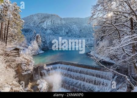 Lech Falls, Füssen, Schwaben, Bayerische Alpen, Bayern, Deutschland, Europa Copyright: Markusxlange 1160-5400 Stockfoto