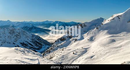 Blick vom Nebelhorngipfel auf die Allgauer Alpen, Oberstdorf, Schwaben, Bayerische Alpen, Bayern, Deutschland, Europa Copyright: Markusxlange 1160-5391 Stockfoto