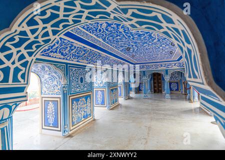 Chhavi Niwas, der Blaue Raum im Stadtpalast, Stadtpalast, Jaipur, Rajasthan, Indien, Südasien, Asien Stockfoto