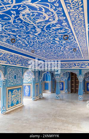 Chhavi Niwas, der Blaue Raum im Stadtpalast, Stadtpalast, Jaipur, Rajasthan, Indien, Südasien, Asien Stockfoto