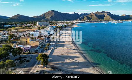 Luftlinie von Port de Pollenca, Mallorca, Balearen, Spanien, Mittelmeer, Europa Stockfoto